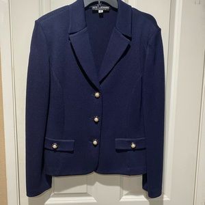 ST JOHN Classic Navy knit jacket and skirt